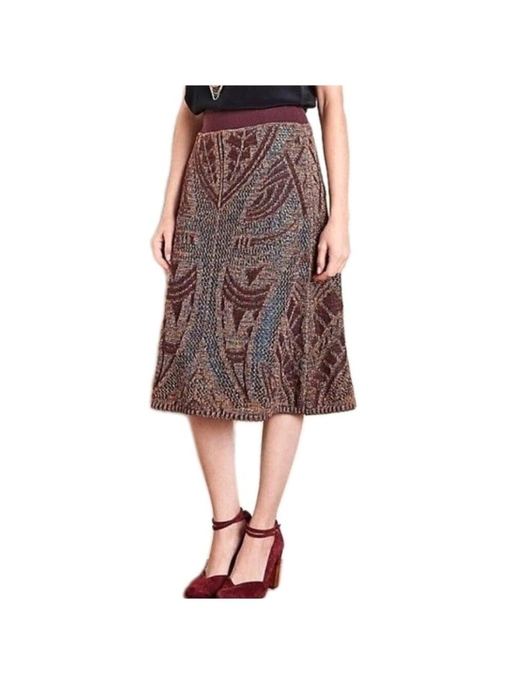 Cecilia Prado Anthropologie Knit Metallic Sweater Skirt - Picture 2 of 12